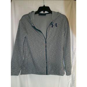 Boy's Under Armour Gray Full-Zip Athletic Hoodie‎ Sweatshirt Training Jacket M